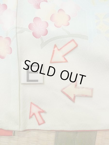 画像23: N1126O 女性用訪問着  シルク（正絹） 淡い黄緑色, ぼたん 【中古】【USED】【リサイクル】 ★★★☆☆【N1126O】 (23)