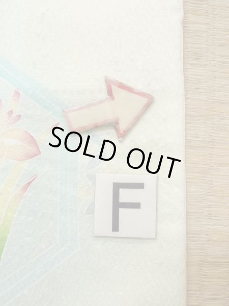 画像24: N1126O 女性用訪問着  シルク（正絹） 淡い黄緑色, ぼたん 【中古】【USED】【リサイクル】 ★★★☆☆【N1126O】 (24)