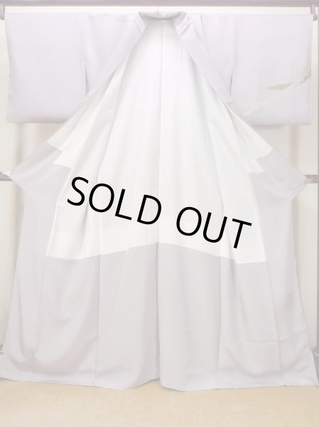 画像3: N1126S 女性用訪問着  シルク（正絹） 淡い灰色がかった藤色, ききょう 【中古】【USED】【リサイクル】 ★★★☆☆【N1126S】 (3)