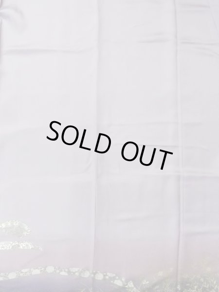 画像5: N1126S 女性用訪問着  シルク（正絹） 淡い灰色がかった藤色, ききょう 【中古】【USED】【リサイクル】 ★★★☆☆【N1126S】 (5)