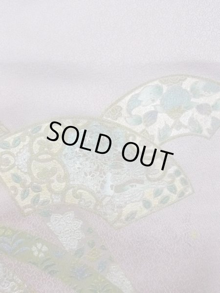 画像6: N1126S 女性用訪問着  シルク（正絹） 淡い灰色がかった藤色, ききょう 【中古】【USED】【リサイクル】 ★★★☆☆【N1126S】 (6)