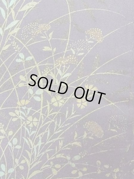 画像8: N1126S 女性用訪問着  シルク（正絹） 淡い灰色がかった藤色, ききょう 【中古】【USED】【リサイクル】 ★★★☆☆【N1126S】 (8)