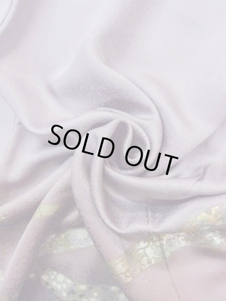 画像17: N1126S 女性用訪問着  シルク（正絹） 淡い灰色がかった藤色, ききょう 【中古】【USED】【リサイクル】 ★★★☆☆【N1126S】 (17)