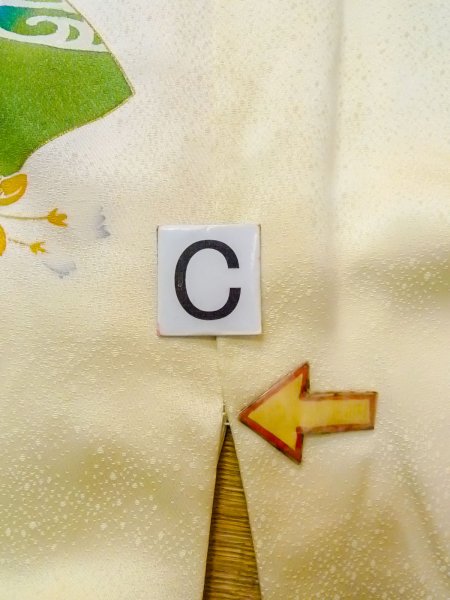 画像22: N1126T 女性用訪問着  シルク(正絹) 光沢のあるアイボリー, 桜 【中古】【USED】【リサイクル】 ★★☆☆☆【N1126T】 (22)