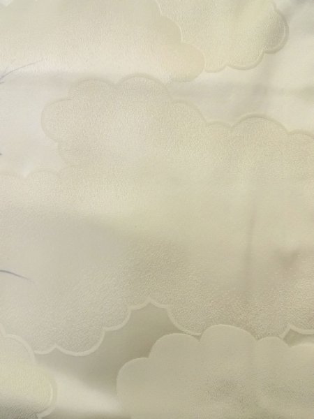 画像9: N1126U 女性用訪問着  シルク(正絹) 光沢のあるオフ ホワイト, バラ 【中古】【USED】【リサイクル】 ★★★☆☆【N1126U】 (9)