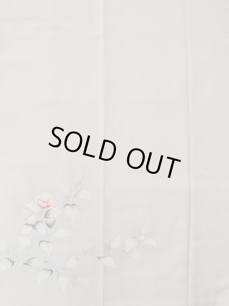 画像5: N1126V 女性用訪問着  シルク(正絹) 淡い灰色, 椿 【中古】【USED】【リサイクル】 ★★★☆☆【N1126V】 (5)