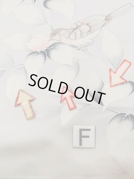 画像22: N1126V 女性用訪問着  シルク(正絹) 淡い灰色, 椿 【中古】【USED】【リサイクル】 ★★★☆☆【N1126V】 (22)