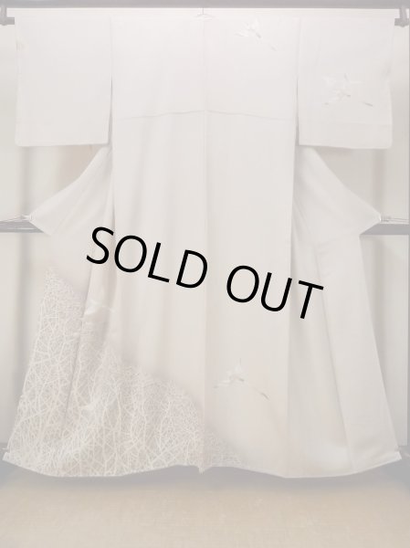 画像1: N1126X 女性用訪問着  シルク（正絹） 淡い紫色, 鳥 【中古】【USED】【リサイクル】 ★★★☆☆【N1126X】 (1)