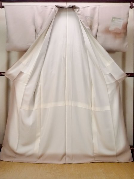 画像3: N1126Y 女性用訪問着  シルク（正絹） 淡いえんじ, 菊 【中古】【USED】【リサイクル】 ★★★☆☆【N1126Y】 (3)