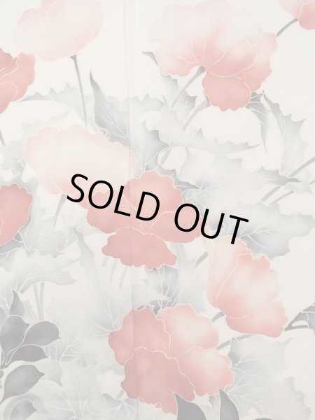 画像6: N1127A 女性用訪問着  シルク（正絹） アイボリー, 花 【中古】【USED】【リサイクル】 ★★☆☆☆【N1127A】 (6)