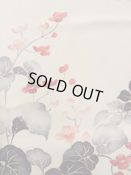 画像7: N1127A 女性用訪問着  シルク（正絹） アイボリー, 花 【中古】【USED】【リサイクル】 ★★☆☆☆【N1127A】 (7)