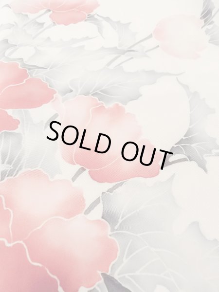 画像10: N1127A 女性用訪問着  シルク（正絹） アイボリー, 花 【中古】【USED】【リサイクル】 ★★☆☆☆【N1127A】 (10)