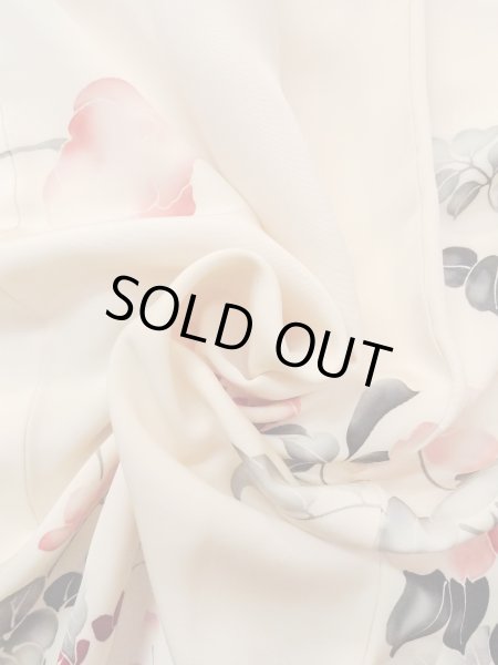 画像14: N1127A 女性用訪問着  シルク（正絹） アイボリー, 花 【中古】【USED】【リサイクル】 ★★☆☆☆【N1127A】 (14)