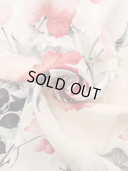 画像15: N1127A 女性用訪問着  シルク（正絹） アイボリー, 花 【中古】【USED】【リサイクル】 ★★☆☆☆【N1127A】 (15)