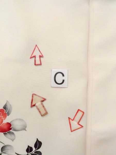 画像19: N1127A 女性用訪問着  シルク（正絹） アイボリー, 花 【中古】【USED】【リサイクル】 ★★☆☆☆【N1127A】 (19)