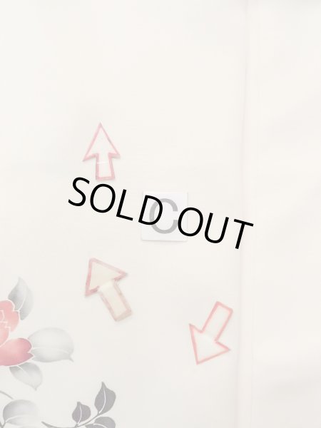 画像19: N1127A 女性用訪問着  シルク（正絹） アイボリー, 花 【中古】【USED】【リサイクル】 ★★☆☆☆【N1127A】 (19)