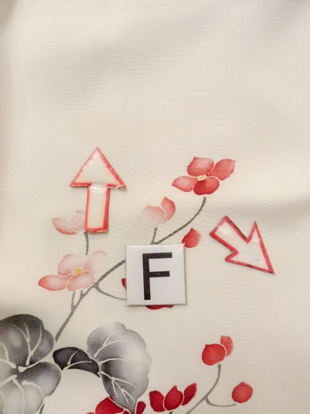 画像22: N1127A 女性用訪問着  シルク（正絹） アイボリー, 花 【中古】【USED】【リサイクル】 ★★☆☆☆【N1127A】 (22)