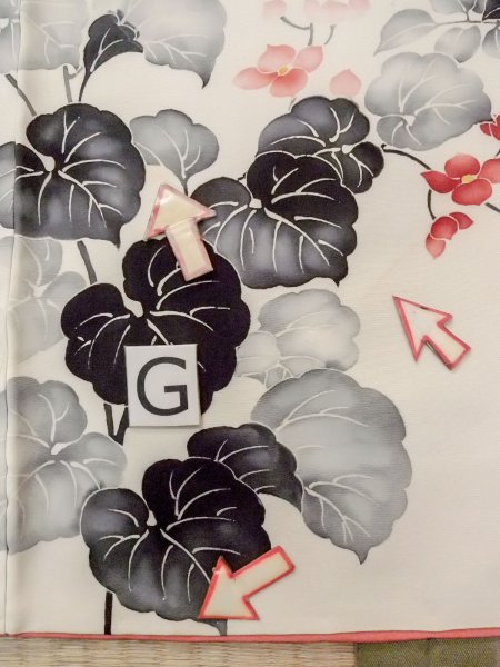 画像23: N1127A 女性用訪問着  シルク（正絹） アイボリー, 花 【中古】【USED】【リサイクル】 ★★☆☆☆【N1127A】 (23)