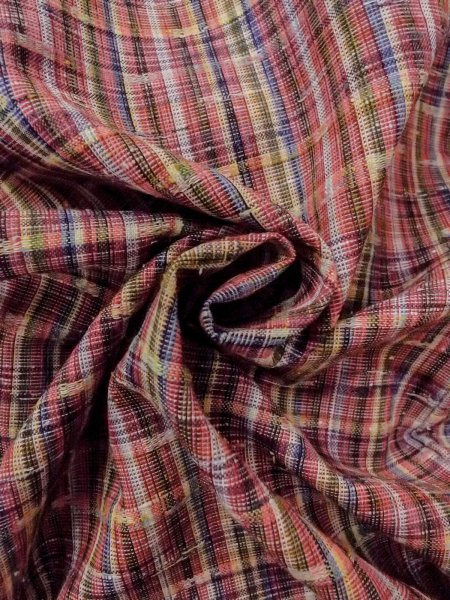 画像11: N1210A 女性用単衣  ウール マルチカラー, チェック柄 【中古】【USED】【リサイクル】 ★☆☆☆☆【N1210A】 (11)