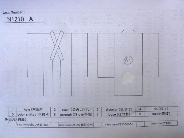 画像13: N1210A 女性用単衣  ウール マルチカラー, チェック柄 【中古】【USED】【リサイクル】 ★☆☆☆☆【N1210A】 (13)