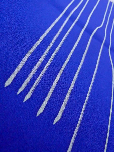 画像10: N1210I 女性用付下げ  シルク(正絹) 鮮やか青, 花 【中古】【USED】【リサイクル】 ★★☆☆☆【N1210I】 (10)