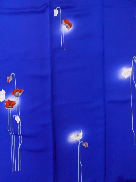 画像20: N1210I 女性用付下げ  シルク(正絹) 鮮やか青, 花 【中古】【USED】【リサイクル】 ★★☆☆☆【N1210I】 (20)