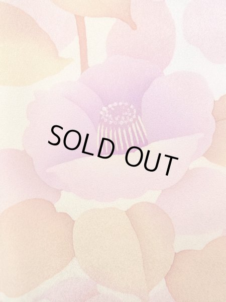 画像7: N1210K 女性用訪問着  シルク（正絹） 薄いアイボリー, 椿 【中古】【USED】【リサイクル】 ★★★☆☆【N1210K】 (7)