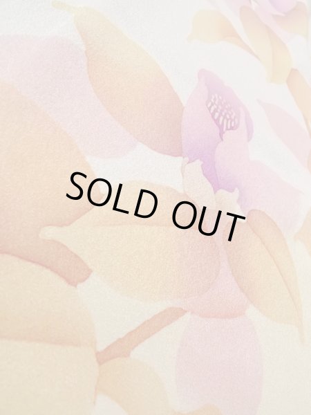 画像13: N1210K 女性用訪問着  シルク（正絹） 薄いアイボリー, 椿 【中古】【USED】【リサイクル】 ★★★☆☆【N1210K】 (13)