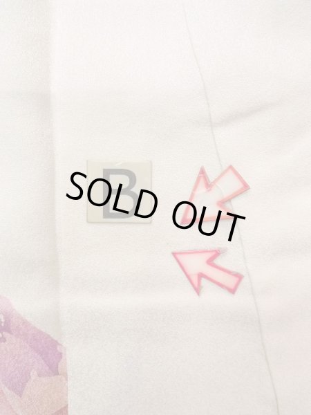 画像20: N1210K 女性用訪問着  シルク（正絹） 薄いアイボリー, 椿 【中古】【USED】【リサイクル】 ★★★☆☆【N1210K】 (20)