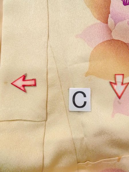 画像21: N1210K 女性用訪問着  シルク（正絹） 薄いアイボリー, 椿 【中古】【USED】【リサイクル】 ★★★☆☆【N1210K】 (21)