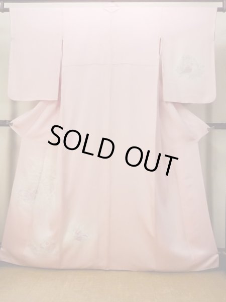 画像1: N1210L 女性用付下げ  シルク（正絹） 淡い桃色, 桜 【中古】【USED】【リサイクル】 ★★★☆☆【N1210L】 (1)