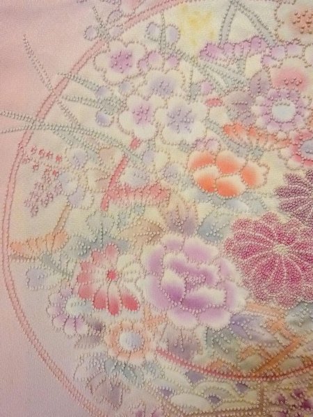 画像6: N1210L 女性用付下げ  シルク(正絹) 淡い桃色, 桜 【中古】【USED】【リサイクル】 ★★★☆☆【N1210L】 (6)