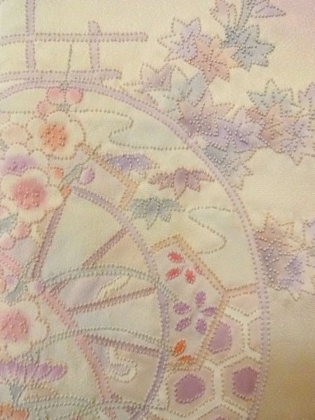 画像7: N1210L 女性用付下げ  シルク(正絹) 淡い桃色, 桜 【中古】【USED】【リサイクル】 ★★★☆☆【N1210L】 (7)