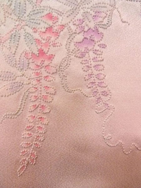画像8: N1210L 女性用付下げ  シルク(正絹) 淡い桃色, 桜 【中古】【USED】【リサイクル】 ★★★☆☆【N1210L】 (8)