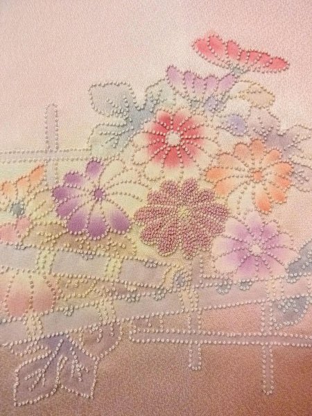 画像9: N1210L 女性用付下げ  シルク(正絹) 淡い桃色, 桜 【中古】【USED】【リサイクル】 ★★★☆☆【N1210L】 (9)