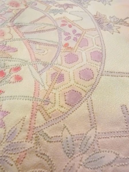 画像12: N1210L 女性用付下げ  シルク(正絹) 淡い桃色, 桜 【中古】【USED】【リサイクル】 ★★★☆☆【N1210L】 (12)