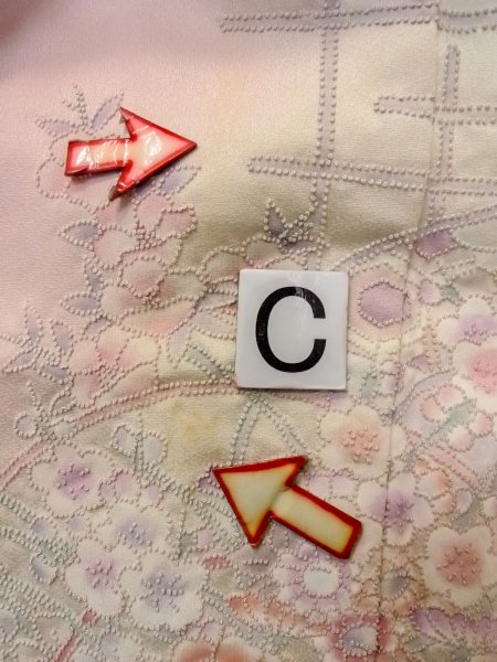 画像22: N1210L 女性用付下げ  シルク(正絹) 淡い桃色, 桜 【中古】【USED】【リサイクル】 ★★★☆☆【N1210L】 (22)