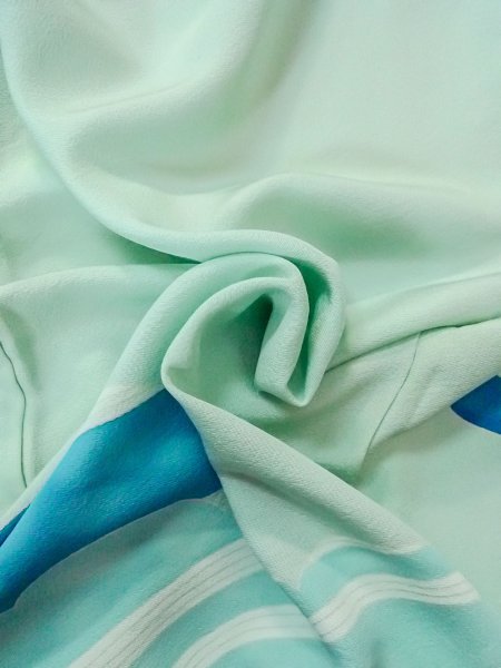 画像14: N1210M 女性用付下げ  シルク(正絹) 淡い水色, 雲 【中古】【USED】【リサイクル】 ★★★☆☆【N1210M】 (14)