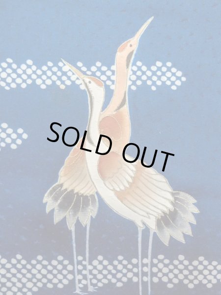 画像5: N1210N 女性用付下げ  シルク（正絹） 紺, 鶴 【中古】【USED】【リサイクル】 ★★★☆☆【N1210N】 (5)