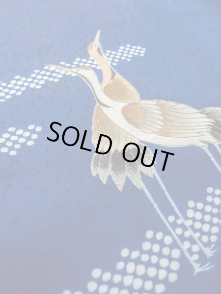 画像10: N1210N 女性用付下げ  シルク（正絹） 紺, 鶴 【中古】【USED】【リサイクル】 ★★★☆☆【N1210N】 (10)