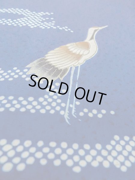 画像11: N1210N 女性用付下げ  シルク（正絹） 紺, 鶴 【中古】【USED】【リサイクル】 ★★★☆☆【N1210N】 (11)