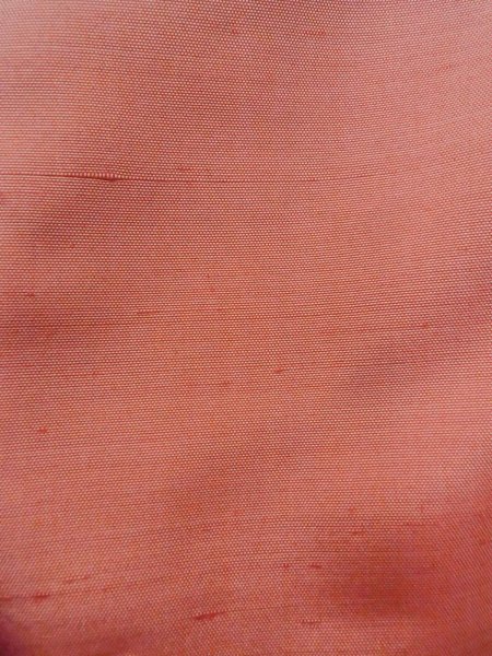 画像8: N1210P 女性用紬  シルク(正絹) 淡い珊瑚色, 菊 【中古】【USED】【リサイクル】 ★★☆☆☆【N1210P】 (8)