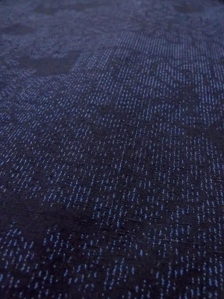 画像8: N1210R 女性用紬  シルク(正絹) 深い藍, 花 【中古】【USED】【リサイクル】 ★★★★☆【N1210R】 (8)