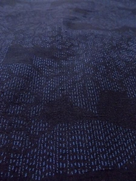 画像9: N1210R 女性用紬  シルク(正絹) 深い藍, 花 【中古】【USED】【リサイクル】 ★★★★☆【N1210R】 (9)