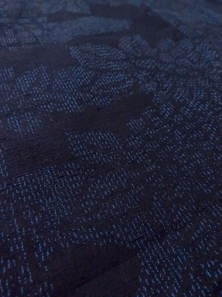 画像10: N1210R 女性用紬  シルク(正絹) 深い藍, 花 【中古】【USED】【リサイクル】 ★★★★☆【N1210R】 (10)