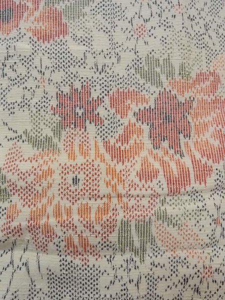 画像5: N1210S 女性用紬  シルク(正絹) 淡いマルチカラー, 花 【中古】【USED】【リサイクル】 ★★★☆☆【N1210S】 (5)