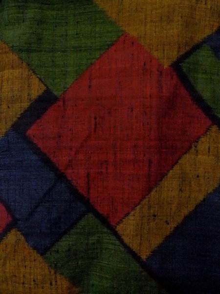 画像3: N1210T 女性用紬  シルク(正絹) 深いマルチカラー, 四角 【中古】【USED】【リサイクル】 ★★★★☆【N1210T】 (3)