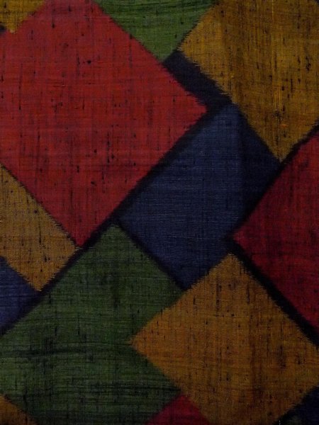 画像4: N1210T 女性用紬  シルク(正絹) 深いマルチカラー, 四角 【中古】【USED】【リサイクル】 ★★★★☆【N1210T】 (4)