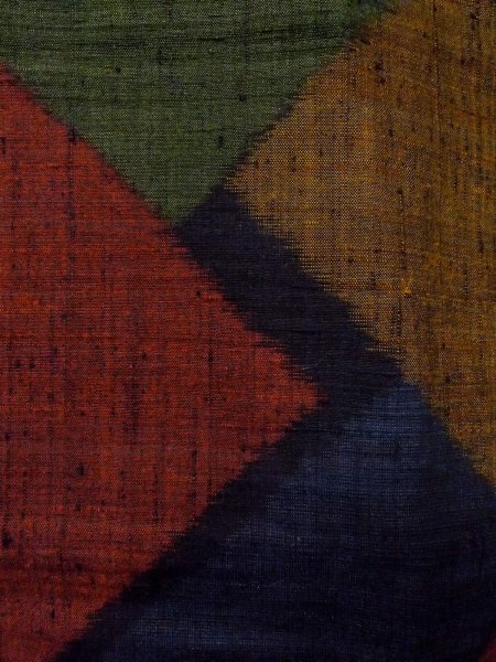 画像5: N1210T 女性用紬  シルク(正絹) 深いマルチカラー, 四角 【中古】【USED】【リサイクル】 ★★★★☆【N1210T】 (5)