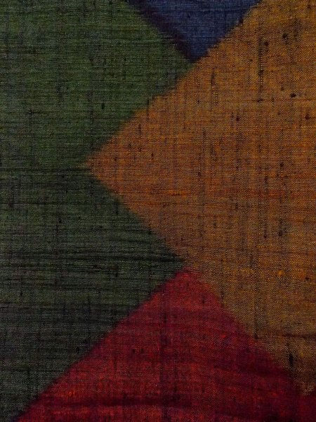 画像6: N1210T 女性用紬  シルク(正絹) 深いマルチカラー, 四角 【中古】【USED】【リサイクル】 ★★★★☆【N1210T】 (6)